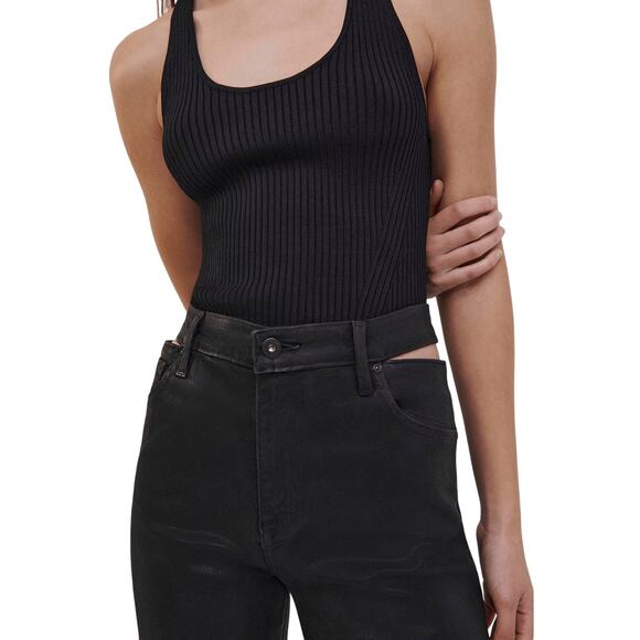 Jonathan Simkhai NWT Amelia Straight Leg Denim in Black Coated Size 32 - Picture 2 of 9